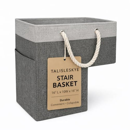 Stair basket,Foldable staircase baskets,Step stairs storage baskets with handle,1pcs dark gray - color: dark gray