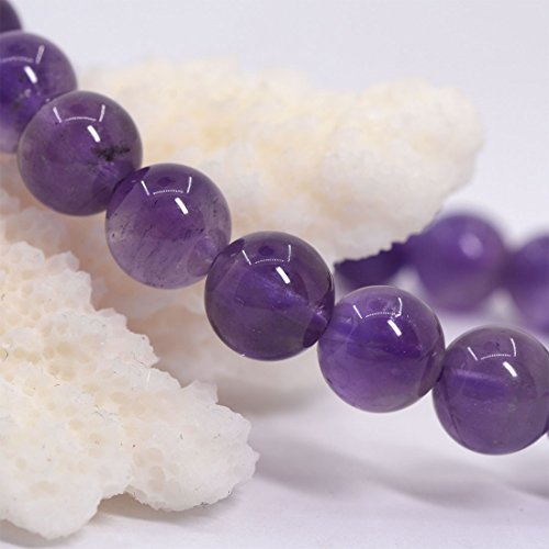Justinstones Gem Semi Precious Gemstone 8mm Round Beads Stretch Bracelet 7 Inch Unisex - color: A Grade Amethyst