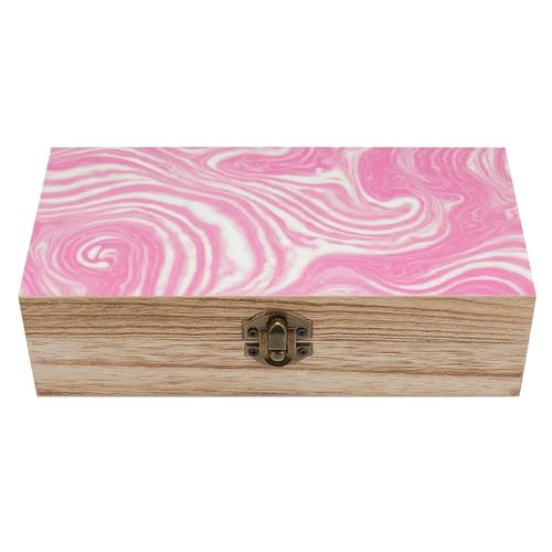 Pink Marble Swirls Wooden Storage Box Decorative Trinket Keepsake Box Wood Jewelry Organizer Box for Bedroom Office with Hinged Lid And Front Clasp - color: style-13