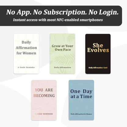 Daily Affirmation Card for Women with NFC & QR – Tap or Scan for Daily Positive Affirmations – Self Love, Confidence, Mindfulness – No App, No Subscription – Wallet Size PVC (Gentle · Cream)