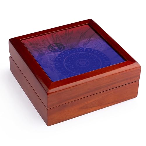 3dRose, Wisdom – Chakra Meditation Medallion – Indigo Violet Red, Jewelry Box 5.5x5.5 inch with 4 inch tile