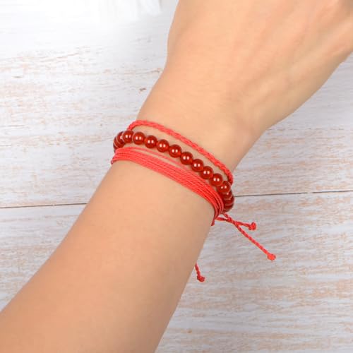 QOGIR Handmade Healing Bracelet,6mm Natural Gem Stone Bracelet rope bracelet - color: Carnelian( Vitality and Energy), size: 6mm