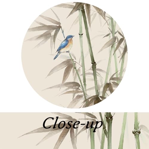 KREATIVE ARTS 3 Piece Bamboo Canvas Wall Art Set Zen Print with American Robin Bird Chinese Painting Triptych Botanical Plant Artwork Asian Wall Decor for Yoga Spa Each Panel 12x16