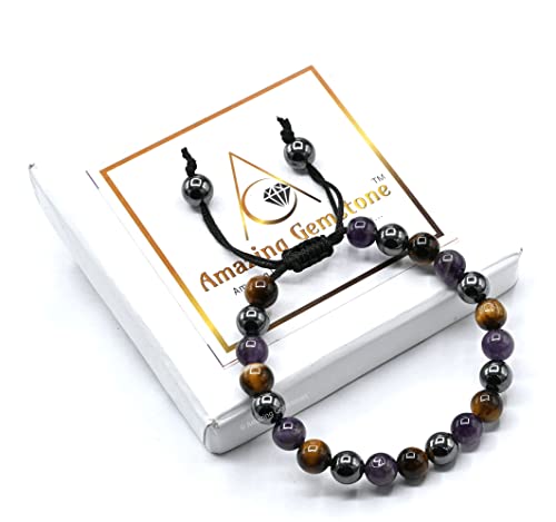 Amazing Gemstone Quit Smoking Cessation Quit Vaping Aid Bracelet - Hematite Tiger Eye Amethyst Bracelet Set for Men Women Healing Calming Anxiety Stress Relief Gifts Pulseras Para Hombres Mujer - color: Quit Smoking