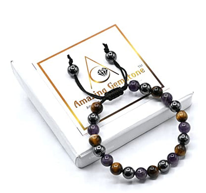 Amazing Gemstone Quit Smoking Cessation Quit Vaping Aid Bracelet - Hematite Tiger Eye Amethyst Bracelet Set for Men Women Healing Calming Anxiety Stress Relief Gifts Pulseras Para Hombres Mujer - color: Quit Smoking