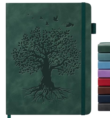 Lined Journal Notebook for Women Men, A4 Hardcover Leather Journals for Writing, 200 Pages Thick Paper, Daily Journal Notebook for Work, School, Note Taking, Business, Travel, College Ruled - color: A-Tree-AGreen, size: 1 Pack-A4