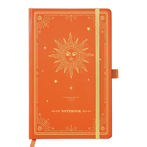 Artfan Ruled Notebook/Journal – Premium Thick Paper Classic Writing Notebook with Pocket + Page Dividers Gifts, Banded, Large, 128 Pages, Hard Cover, Lined (5.3" x 8.26") - Orange - color: Brown 1