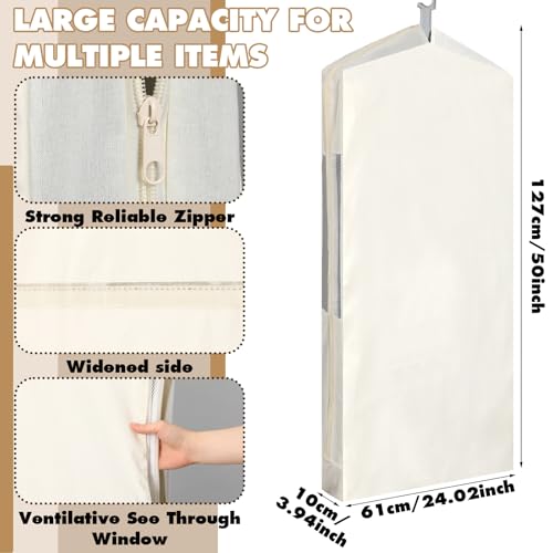 Aliceset 3 Pack Pure Cotton Garment Storage Bag for Hanging Clothes 24 x 50 Inch Breathable Garment Cover Canvas Suit Bags for Closet Storage Short Dresses Suits Gowns - size: 24 x 50 Inch