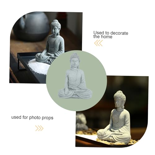 Uonlytech Zen Style Sandstone Buddha Figurine Desktop Decor for Home Office Meditation Balcony Bonsai Decoration Chinese Indoor Micro Landscape Statue