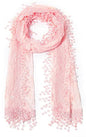 Cindy and Wendy Lightweight Soft Leaf Lace Fringes Scarf Bridal Veils shawl for Women - color: Peach Pink