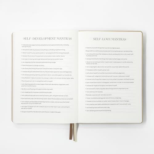 Soulwork Planner - 6 Months Undated, Guided Journal Prompts, B5 Daily Planner, To-Do Lists, 360 Pages, Leather Fabric Hardcover, 6.9” x 9.8”, Lay Flat, Productivity, Self-Care, Mindfulness (Beige) - color: Beige