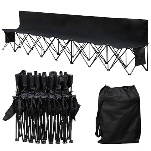 Yaheetech 6-seat/8-seat Portable Folding Sideline Bench with Back Rest and Carrying Bag for Team sports,Soccer,Camping,Parties,Outdoor Activities