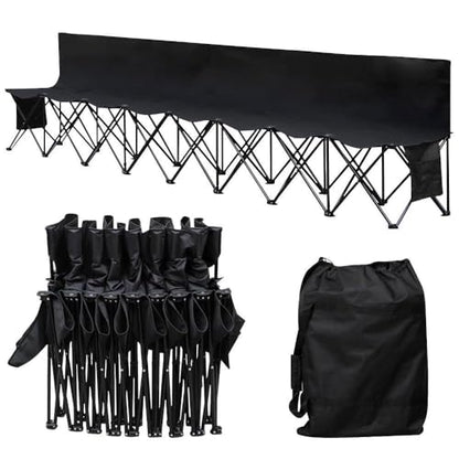 Yaheetech 6-seat/8-seat Portable Folding Sideline Bench with Back Rest and Carrying Bag for Team sports,Soccer,Camping,Parties,Outdoor Activities
