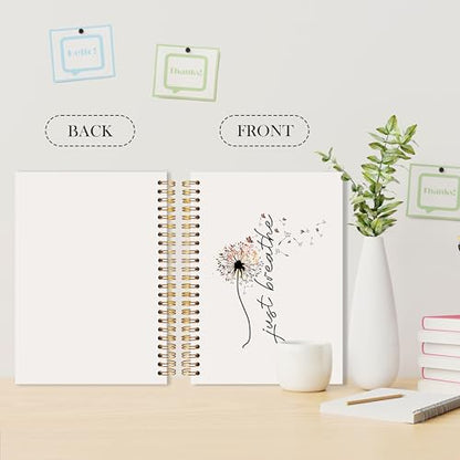 Just Breathe Dandelion Spiral Notebook, Mental Health Journal for Women, Anti Anxiety Relief Gifts Notebook, Inspirational Positive Dandelion Floral Journal, 5.5x8.3