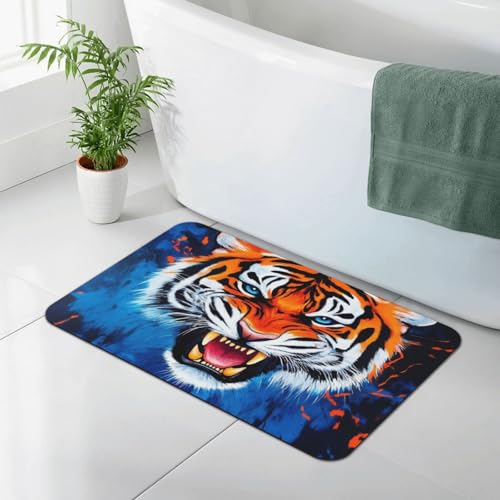 Non-Slip Stain Fade Resistant Bathroom Mat Waterproof Toilet Shower Mat for Indoor Outdoor Frontdoor Bedroom Livingroom Blue Fierce Wild Animal King - color: Pattern 345
