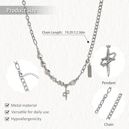 Y2k Irregular Necklace Star Pendant Moonlight Stone Fashion Collar Chain Design Spicy Silver Jewelry for Women - color: Style21