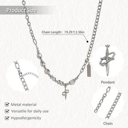 Y2k Irregular Necklace Star Pendant Moonlight Stone Fashion Collar Chain Design Spicy Silver Jewelry for Women - color: Style21