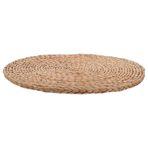 VICASKY Thickened Woven Straw Meditation Cushion 1.5cm Natural Straw Tatami Floor Seat Pad for Indoor Sitting and Zen Practice, Round 30cm Diameter Woven Floor Pillow for Home Use