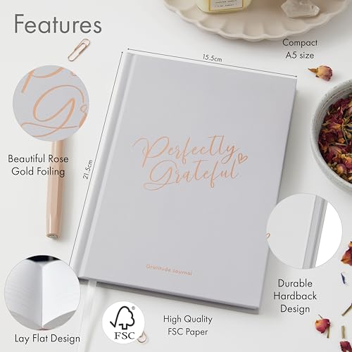 Gratitude Journal - For Gratitude and Daily Reflections - Selfcare Journal for Women and Teenagers - Reduce Stress and Overwhelm. Dove Grey by Perfect Planner Company - color: Dove Grey