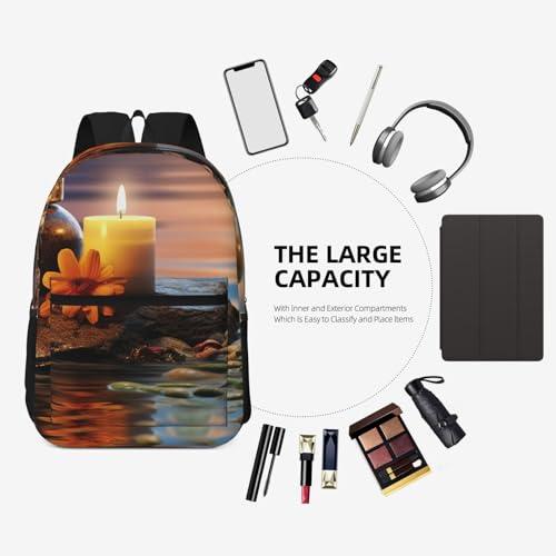 Candles Meditation Stones Travel Backpack for Women Work Business Backpack Purse 15.6 Inch Laptop Backpack for Men