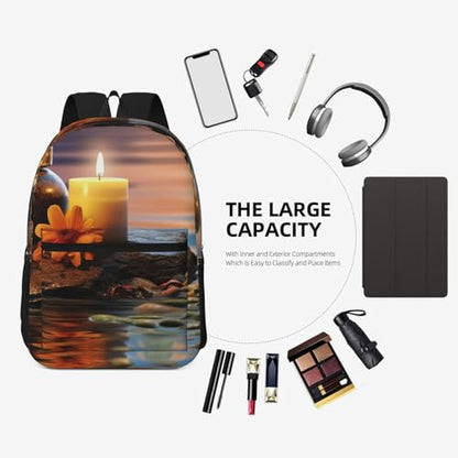 Candles Meditation Stones Travel Backpack for Women Work Business Backpack Purse 15.6 Inch Laptop Backpack for Men