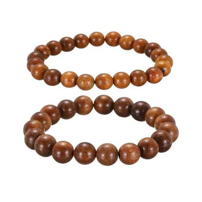 MECCANIXITY Pcs Prayer Beads Bracelet, Natural Wooden Bead Mala Bracelets Link Wrist for Men Women Beaded Stretch Crafts Bangle - color: Rosewood Color