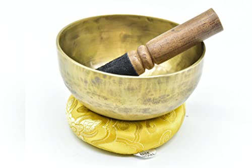 5 Inch Authentic Antique Old Tibetan Hand Hammared Singing Bowl from Nepal-Meditation Bowl,Healing Gold