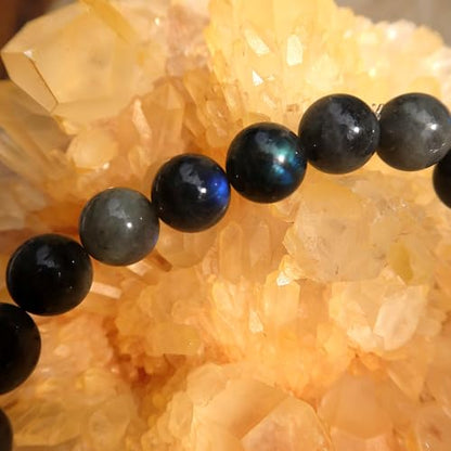 Natural Handmade Healing Chakra Bracelet - color: 12m-labradorite-FOR 8-8.7 INCH WRIST