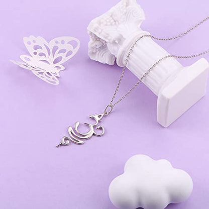 DAOCHONG 925 Sterling Silver Jewelry Om Breathe Symbol Necklace for Women Gifts