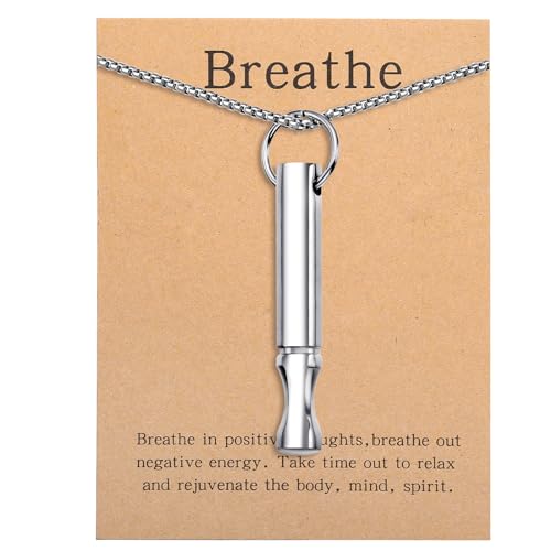 Mindfulness Breathing Necklace Stress Relief Pendant Stainless Steel Anxiety Breathe Necklace for Women Men - color: Steel