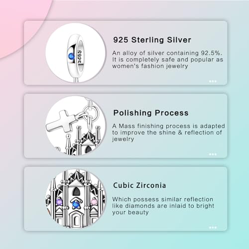 Prayer Cross Elephant Airplane Suitcase Charm 925 Sterling Silver Charms fits for Bracelets Necklace Pendant Bead Charms Jewelry Gift for Women Family - color: Church Charm