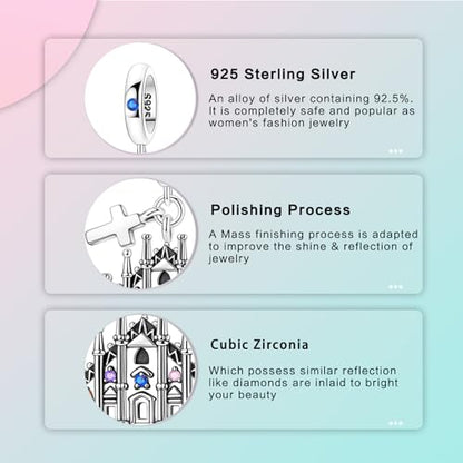 Prayer Cross Elephant Airplane Suitcase Charm 925 Sterling Silver Charms fits for Bracelets Necklace Pendant Bead Charms Jewelry Gift for Women Family - color: Church Charm