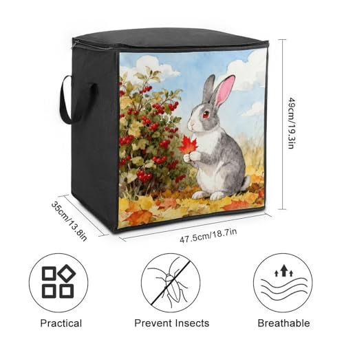 Fall Animal Storage Bag Portable Closet Organizer Storage Bags Quilt Storage Bags with Zippered Breathable Storage Bag with Carry Handles for Blanket Pillow Bedding
