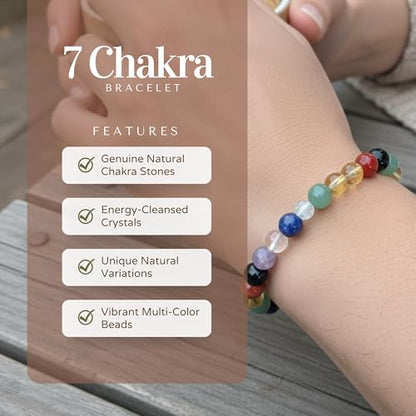 The Alchemist's Arcanum Adjustable Beaded Wrist Accessory for Men and Women, Stretch Fit Stone Bead Jewelry for Daily Wear and Gifting - color: 7CHAKRA