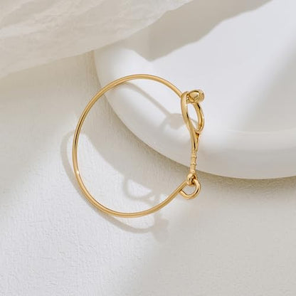 Dainty Gold Bracelet for Women Simple Thin Cuff Bangle Hook Bracelet 18K Gold Plated Elegant and Minimalist Jewelry for Everyday Wear