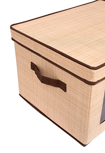 Internet's Best Storage Box with Window - Durable Storage Bin Basket Containers with Lids and Handles - Clothes Nursery Toys Organizer - Brown (Beige) - color: Brown