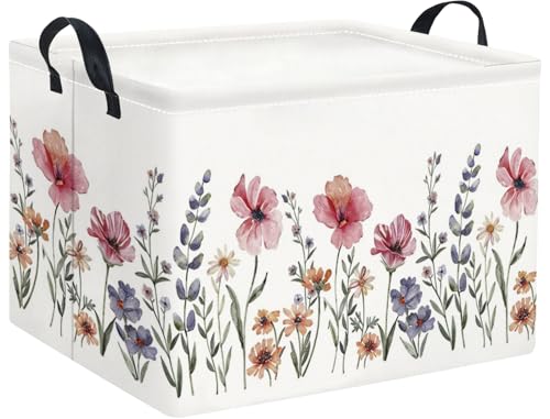 Rectangular Kids Basket Baby Girl Basket Fabric Storage Bin Organizer Box Room Decor(Flowers) - color: Flowers