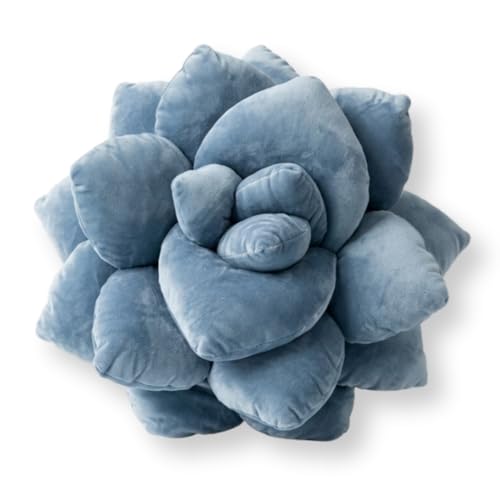 Green Philosophy Co. Succulent® Pillow 16" – Soft 3D Flower Shaped Throw Pillow, Smokey Blue Plush Succulent Pillow for Couch & Bedroom Decor, Cute Plant Lover Gift - color: Smokey Blue, size: Lil Pop (16 Inches)