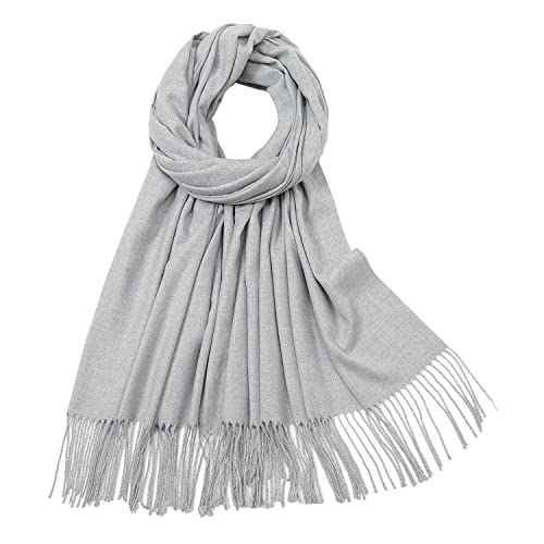 RIIQIICHY Women's Scarf Pashmina Shawls and Wraps for Evening Dress Bridesmaid Wedding Bridal Winter Warm Long Large Scarves - color: Light Grey