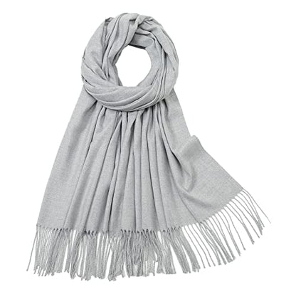 RIIQIICHY Women's Scarf Pashmina Shawls and Wraps for Evening Dress Bridesmaid Wedding Bridal Winter Warm Long Large Scarves - color: Light Grey