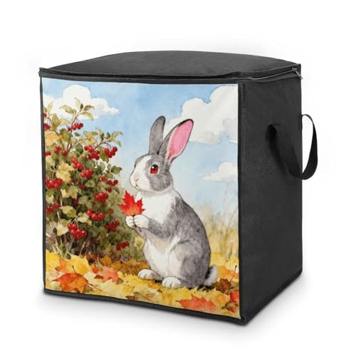 Fall Animal Storage Bag Portable Closet Organizer Storage Bags Quilt Storage Bags with Zippered Breathable Storage Bag with Carry Handles for Blanket Pillow Bedding
