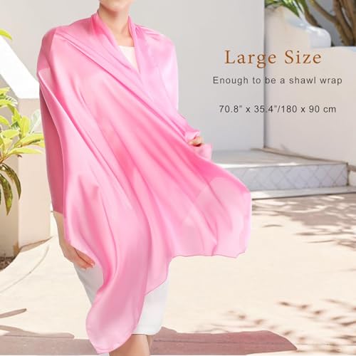 RIIQIICHY Women Shawls and Wraps for Evening Dresses Like Chiffon Silk Scarf Formal Silky Pashmina Shawls for Weddings - color: Pink