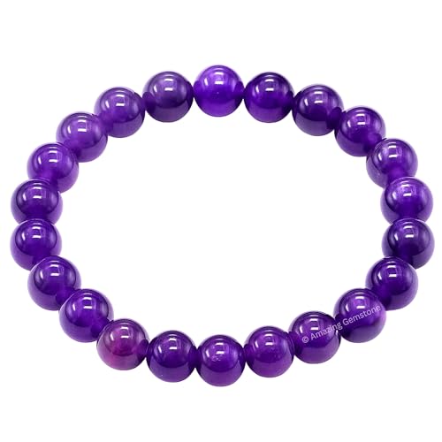 Amazing Gemstone Crystal Bracelet for Women Men's Gifts - Protection Healing Crystal Bracelet - 8mm Gemstone Beaded Stretchable Bracelet Pulseras Para Hombres Mujer Stocking Stuffers Mothers Day Gift (Amethyst) - color: Amethyst