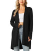 LazyCozy Women's Lightweight Long Sleeve Draped Cardigan Slouchy Open Front Cover Up Stretch Jersey Sweater - color: Black, size: Small