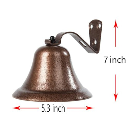 WMM Hanging Bell Dinner Bell Outdoor Bell Bracket Mount Wall Bell Indoor Rope Bell Ship/Boat/Nautical/Door/School/Reception/Home/Church Bell(Copper) - color: Copper