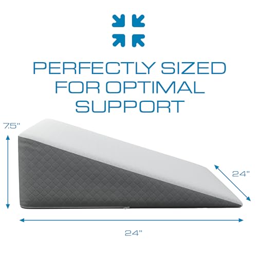Kolbs Bed Wedge Pillow for Sleep Apnea, FSA Eligible Acid Reflux, and Back Pain Relief, with Chic Jacquard Cover - Headboard Wedges for Sleeping (Standard Width 7.5" Height) - size: Standard Width 7.5" Height