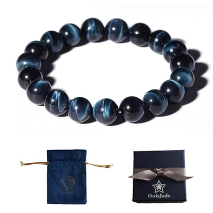 Single-pack of pure gemstone bracelets… - color: Jade-10mm-Black-Chakra
