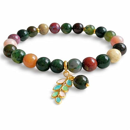 TEJO Natural Stone Bracelet for Women - size: 6.5 inches, style: Indian Agate
