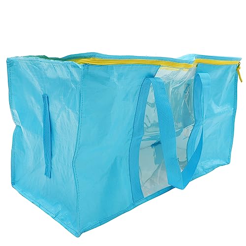 Clothes Storage Bag Large Capacity Organizer with Clear Window for Easy Viewing for Bedding Clothing and Toys for Home and Hotels - color: Blue