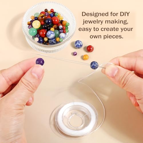 AD Beads 8mm Natural Round Loose Beads 110 Pieces, for Making 108 Mala Prayer Beads Necklace, Bracelet & Yoga Meditation, Jewelry Design (7 Chakra Beads) - color: 7 Chakra Beads, size: 8mm-110pcs
